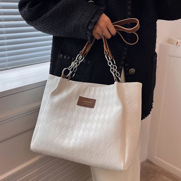 Stor PU læder håndtaske, egnet til pendling til undervisning, joker one-shoulder tote taske brown