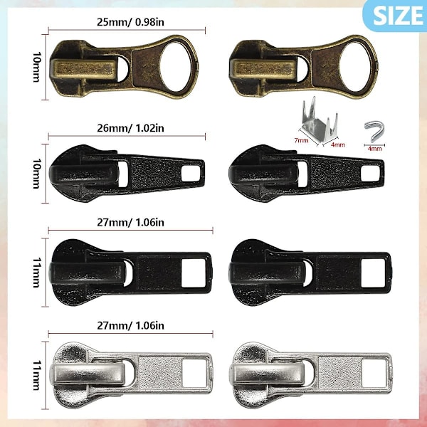 24 st #5 #7 dragkedjor ersättare dragkedja dragkedja reparationssats innehåller topp- och bottenproppar för kläder väskor plånböcker bagage metall plast nylon C