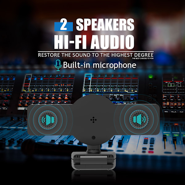 Webkamera Full HD Webkamera med mikrofon USB-kontakt Webkamera 2k