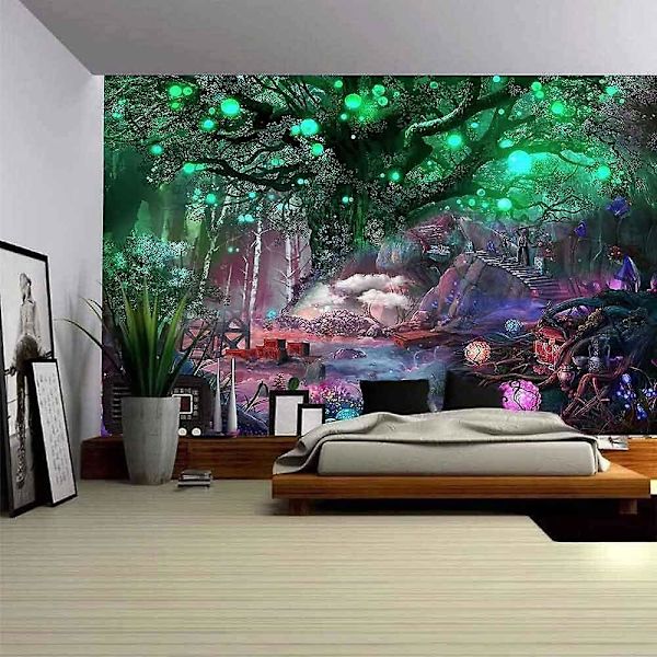 (150 X 200cm) Livets Träd Gobeläng Psykedelisk Livets Träd Gobeläng Träd Måne Sol Gobeläng Väggdekoration Psykedelisk Matta Gobeläng Vägg Hängande W