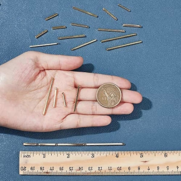1 Ask 32 st 8 Stilar Barhängen Äkta 18K Guldpläterad Mässing Vertikal Barhänge Stämpling Blank Metallhängen