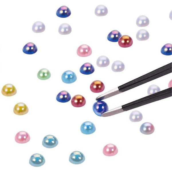 1 Eske 8100 stk 15 Farger Flatback Halvperler Halv 4mm Flatback Imitasjonsperle Cabochons Perle Edelsten