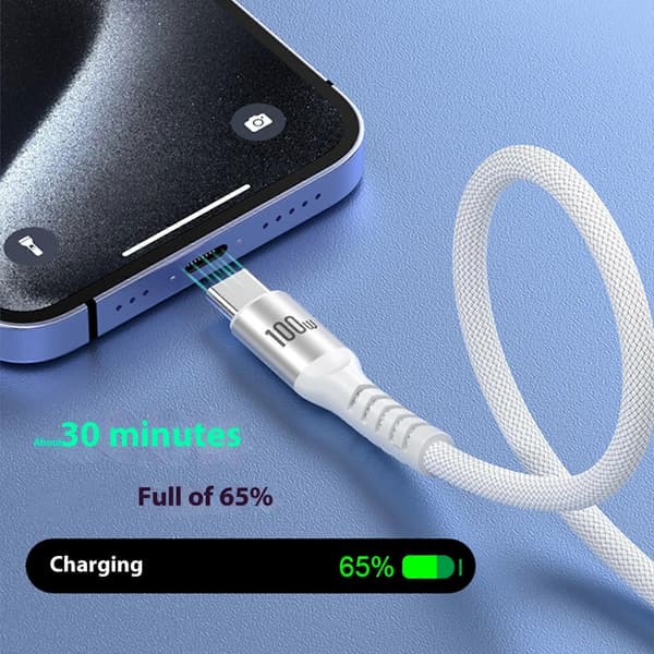 Hurtig USB C til USB C Opladerkabel 100W Strømforsyning Datakabelledning til Telefoner Tablets 200/300cm Lang