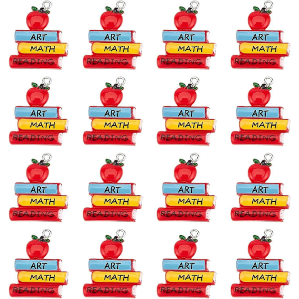 1 Ask 25 st Skolcharmar Bästa Lärare Student Charm Resin Flatback Rött Äpple Svarta Tavlan ABC Lärare Charms