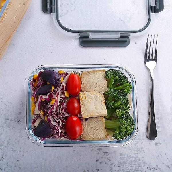 [10-pack] måltidsförberedande behållare i glas med lock-mcirco glasbehållare för matförvaring med livstidshållbara snäpplåslock, lufttäta lunchbehållare,