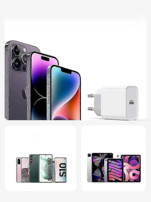 20W USB C PD 3.0 Laderkabel ikke inkludert (hvit)