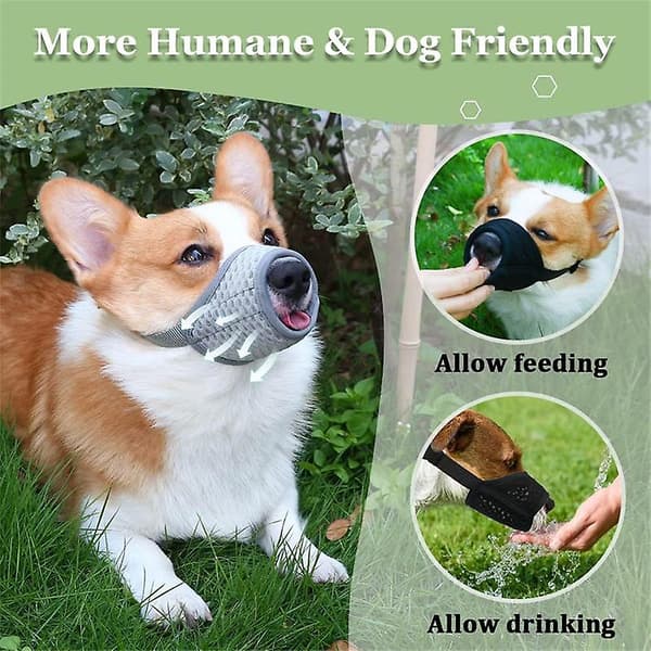 Myk Mesh Hundekurv For Små Medium Store Hunder Hindrer Biting, Tygging Grey L