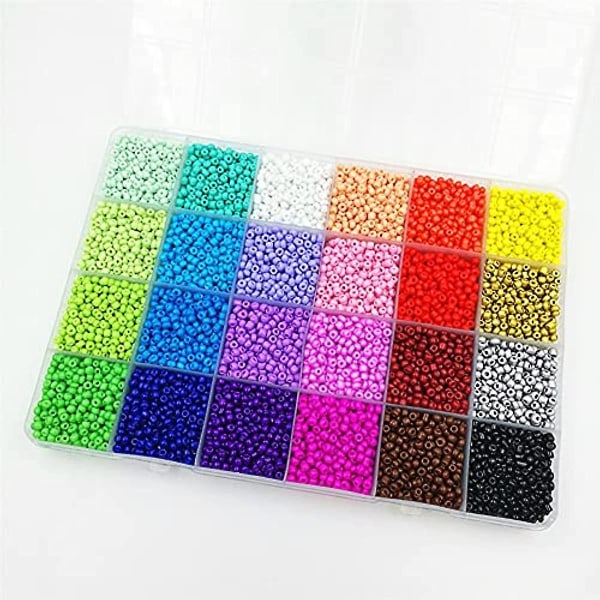 24 Slots Flerfarvet Bagefarve Perlesæt Glasperler Æske Perler Til DIY Armbånd Og Halskæde about 24000pcs 2mm beads