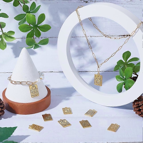 1 Laatikko 36kpl Tarot-kortti Korut Tarot-koru Kulta Tarot-korut Irtotavarana Kuu Aurinko Tähti Koru Suorakulmio Onnenamuletti Koru Korujen Valmistukseen Korut DIY Ea