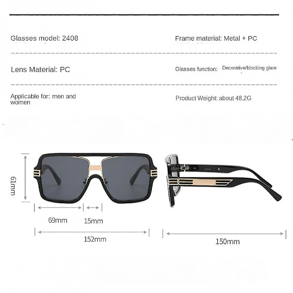 Oversized Firkantede Dame Solbriller xq-sg1674