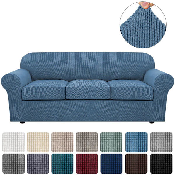 Stretch Vattentät Soffa Överdrag, 1 Del, Spandex, Jacquard Elastisk Soffa Överdrag Med Halkskyddsskum blue 3 Sitzer  enlarge
