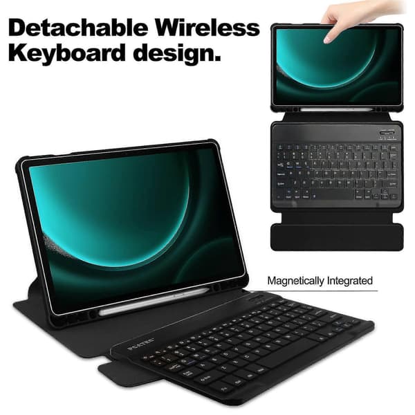 Fodral för Samsung Galaxy Tab S9 Fe Plus, med Bluetooth-tangentbord, roterbart stativ och surfplattsskydd Sky Blue