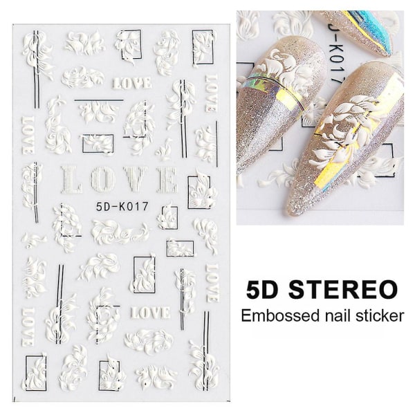 5d Stereoskopiska Präglade Nagelkonst Dekaler Nageldesigner För Kvinnor Diy Akryl Nagel Dekorationer, 3 Ark, 10,5*6cm Style 1