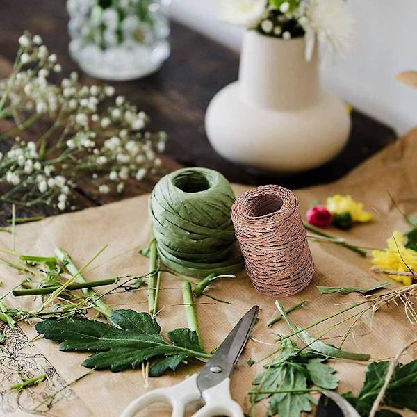 54 Yards Kamel Blomster Bindetråd 2mm Håndlaget Jern Wire Papir Rotting Bærbar Bindetråd Papirtråd For Blomsterbuketter Hagearbeid Papir W