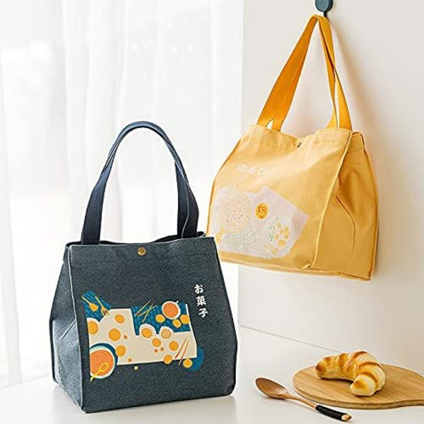 Kawaii-lounaslaukku tytöille, söpö eristetty lounasrasia, sarjakuvamaiset esteettiset jutut, bento-kylmälaukku, lounaslaukku kouluun, piknikille, toimistoon keltainen