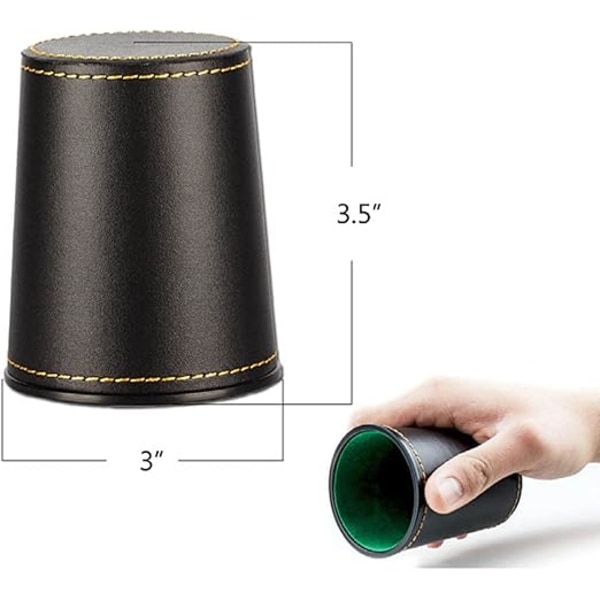 Set med 5 st tärningskoppar i med lock  filtfoder tyst shaker inkluderar 6 prickigt fodrat set