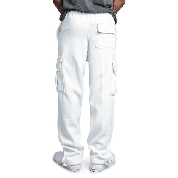 Herrmode Sportbyxor Joggingbyxor med dragsko Plus Size S-4xl White XL