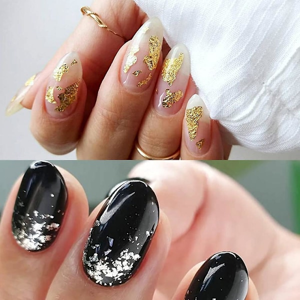 Nagelfolie 3d glänsande guldblad för nagelkonstdesign, nageltillbehör, guld- och silverfoliebitar style3