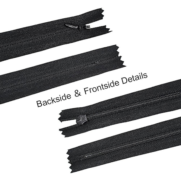 Nylon #3 Usynlige Glidelåser 45 stk 54,6 cm For Skredder Syerske Søm Håndverk Håndverkers Spesial Svart