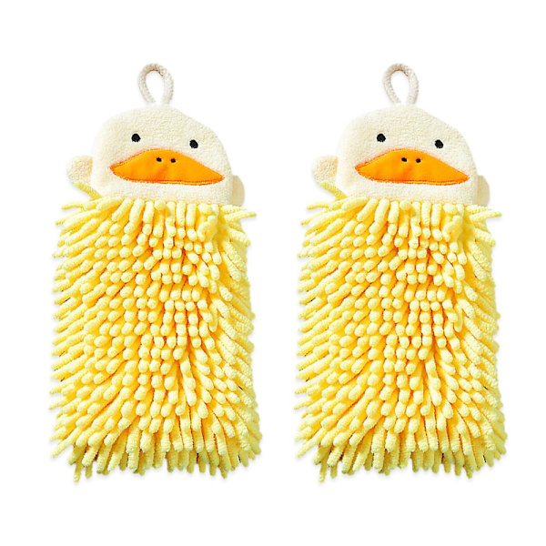 Kaksipuolinen eläin-chenille käsipyyhe, kylpyhuoneen käsipyyhe lenkillä, ripustettava keittiöpyyhe pehmeä ja imukykyinen yellow