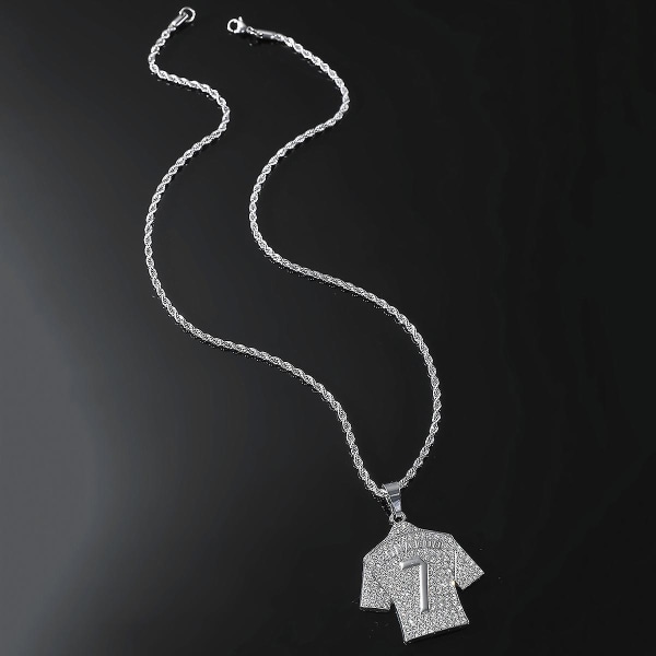 Hip-hop Personlighet Trend Dubbade diamant nr 7 Jersey hänge Tredimensionellt herrhalsband silver