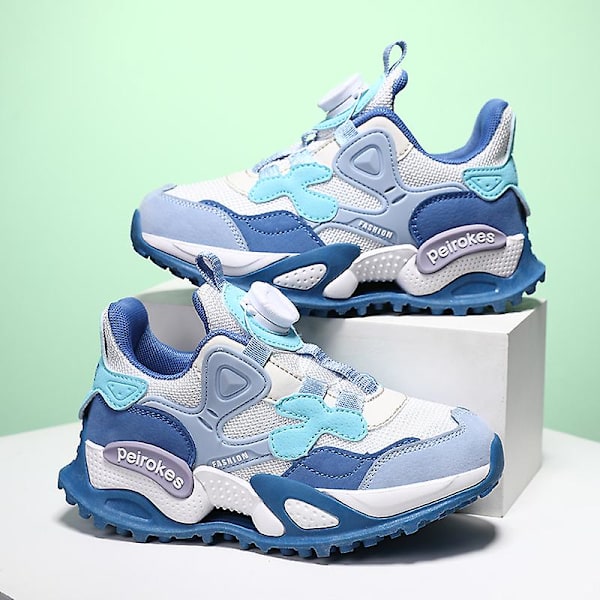 Pojkar Basketbollskor Hög Ovandel Andas Sport Skor Anti Slip Mode Sneakers 8952 Blue EU 32