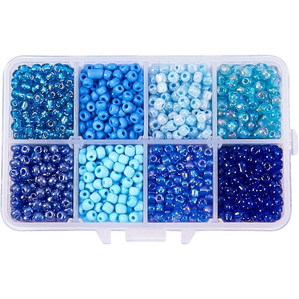 6/0 Blå Frøperler 1900 Stk 4mm Flerfarvet Glas Frøperler Taljeperler