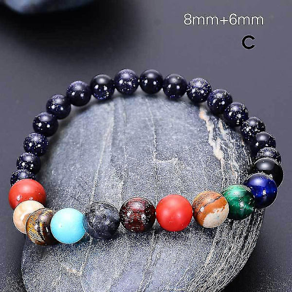 Simulering Otte Planeter Armbånd Natursten Perler Galaxy Håndledssmykker Smuk Gave Til Piger C