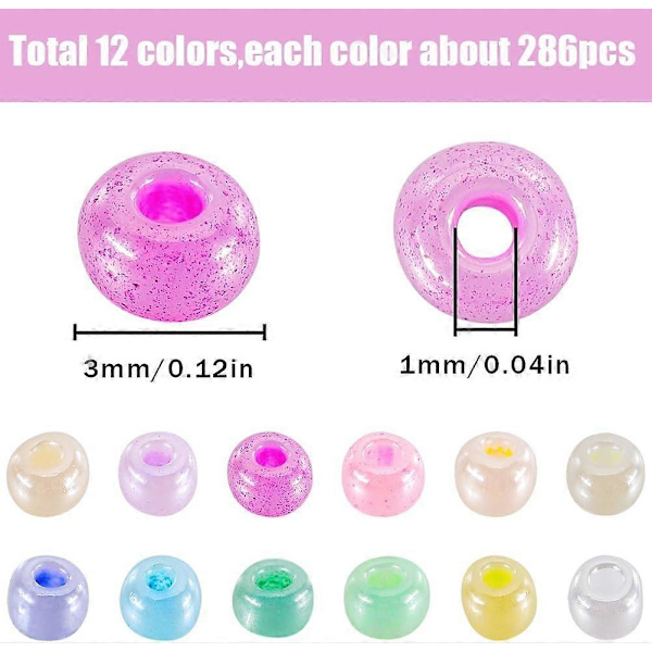 1 Ask 156G 8/0 Glasfrö Pärlor 3mm Frö Pärla Glas Mini Ponny Pärlor Glas Frö Pärla Bulk Pärlor Glas Distans Pärlor Lösa Pärlor för Smyckestillverkning DIY
