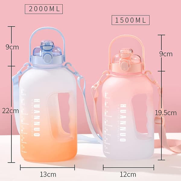2,2 Litran Vedenpullo BPA-Vapaa 2,2l Juomapullo Oljella & Aika Merkinnöillä Vedenpullo Gradienttivärit