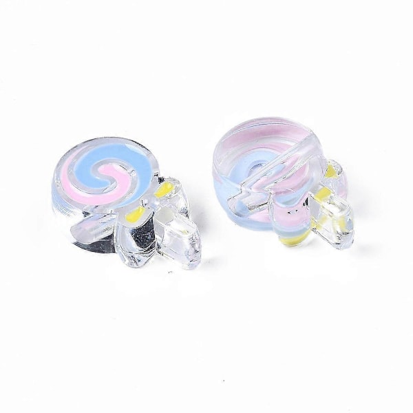 20 stk. transparente akrylperler med emalje-lollipop, blandet farge 28x18,5x10,5 mm Hull: 3 mm