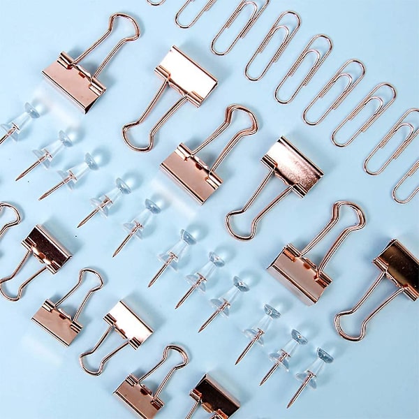 72 Dele Kontorartikler Sæt, inklusive 22 Binder Clips/30 Papirclips/20 Tegnestifter, Skolebordstilbehør Organizer Med Æske Til Hjemmekontor