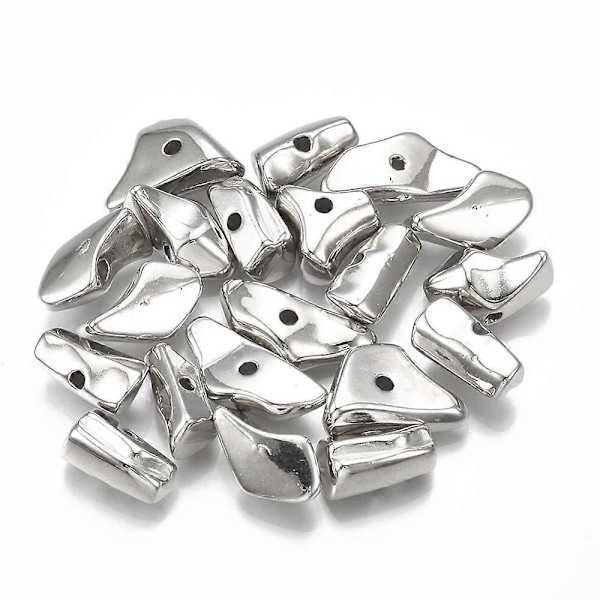 50 st CCB Plastpärlor Nuggets Platinum 12~21x7~15x5~8mm Hål: 2mm