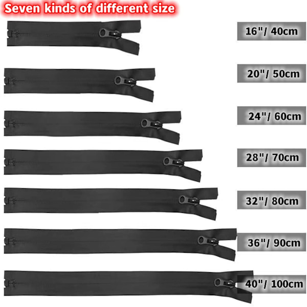 4 stk. 91 cm vanntette glidelåser, svart #5 nylon, delbare, usynlige, vanntette glidelåser for søm av jakker, utendørsutstyr, regnfrakker, dunjakker, skidresser, telt
