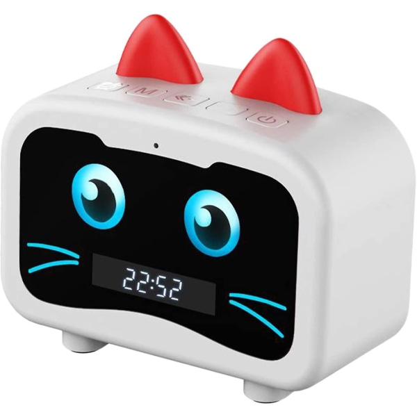 Hi-fi badrumshögtalare Bärbar Bluetooth 5.0-högtalare med laddningskabel, inbyggt batteri - Vit katt
