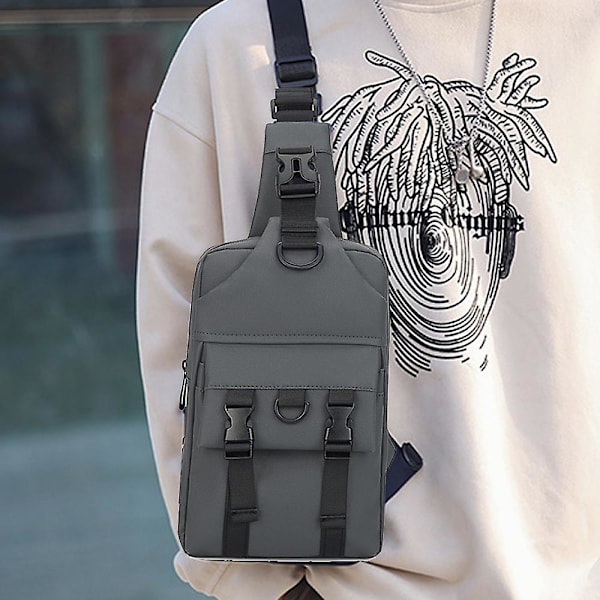 En-axlad affärsbröstväska för pojkar - utomhus nylon bröstväska för mellanstadieelever grey