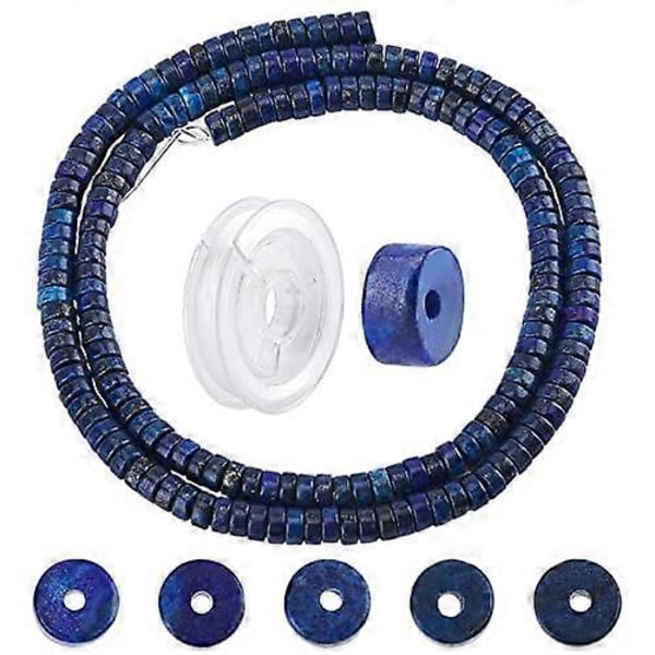 1 Laatikko 200 kpl Luonnonkivi Heishi Helmet Levy Lapis Lazuli Helmet Litteät Pyöreät Kolikko Kivi Jalokivi Helmet 10 Jaardin Joustavalla Langalla Korujen Valmistukseen C