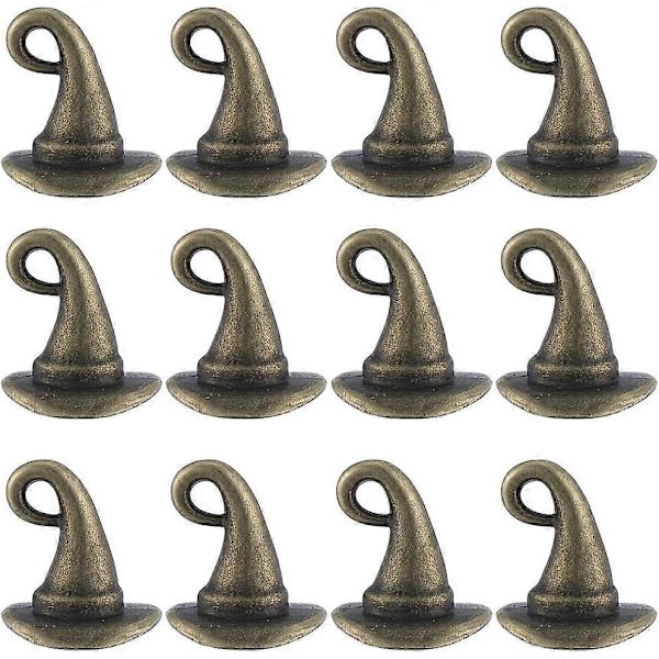 1 Ask 60 st Häxhatt Charm Metall Hatt Charms Bulk Blandade Legering Halloween Tibetansk Vintage Antik Brons Trollkarl Mini Charm för Smyckestillverkning Charms