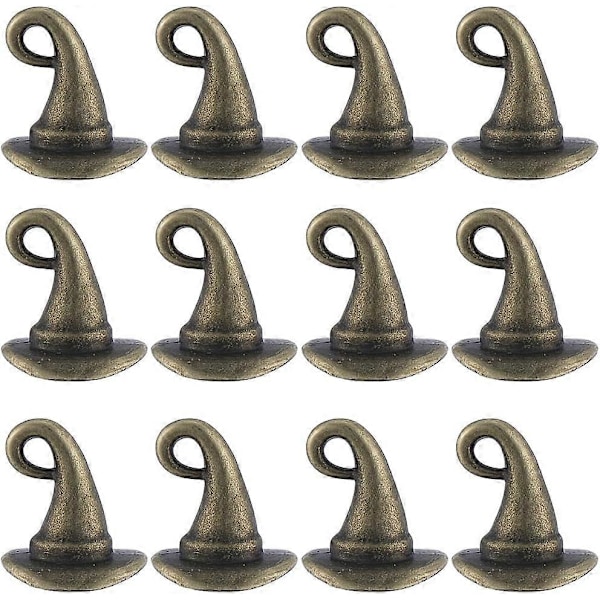 1 Æske 60 stk. Heksehat Charm Metalhatte Charms Bulk Assorteret Legering Halloween Tibetansk Vintage Antik Bronze Troldmand Mini Charm til Smykkefremstilling Charms