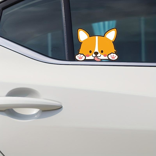 4 kpl Sarjakuva-auto tarroja Corgi Koira Tarrat Sarjakuva Anime Sähköauto Moottoripyörä Sateenkestävät Autotarrat Autotarvikkeet Naisille