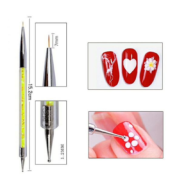 Nagelkonstpenslar, 5 st nagelpenslar för nagelkonst med nagelpensel och nagelprickpennor för hemmabruk style1