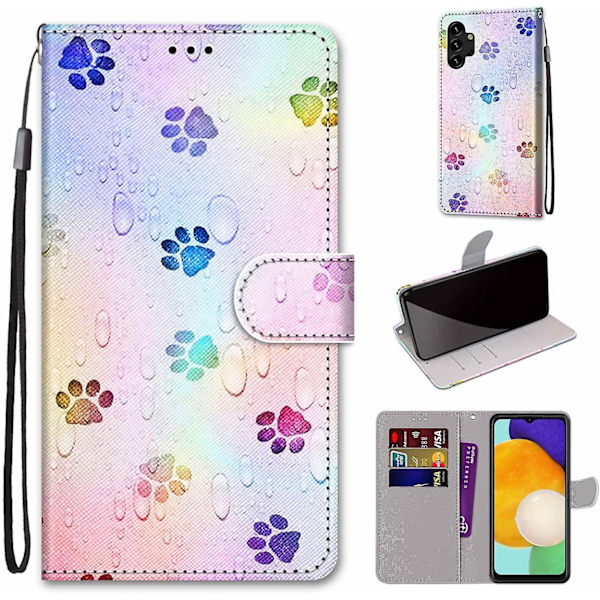 (d)case Til Samsung Galaxy A13 4g, Stødsikkert Wallet Case Beskyttelsescover Med Mønster, [Standfunktion] [Kortholder] Pu Læder Flip Case Til Samsu