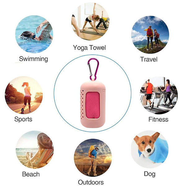 2set kylhandduk, kylhandduk kylhandduk, mikrofiberhanddukar snabbtorkande sport handduk strand handduk resehandduk för fitness gym yoga och utomhus sp Pink