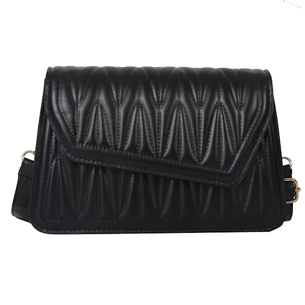 Ny axelväska i konstläder enfärgad dejting nisch mode messenger väska black