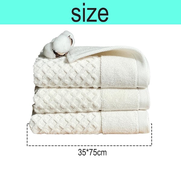 100% bomulls handdukar i ringblomma, 3 mjuka handdukar för badrum, mycket absorberande (set om 3) Creamy rice