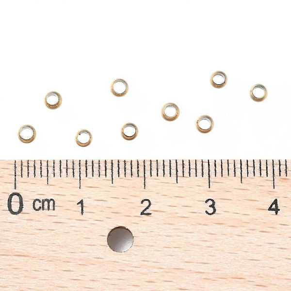 Tyhjiöpinnoitetut 304 ruostumattomasta teräksestä valmistetut välihelmet, pyöreät, kultaiset, 3x2mm, reikä: 1,6mm
