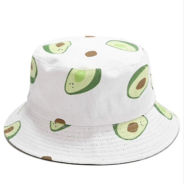 Avocado Bomull Kvinnor Vändbar Hinkhatt Hip Hop Tryckt Frukt Vår Strand White