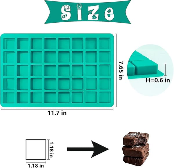 40 Hulrom Firkantede Silikonformer, Mini Kuber Silikonform For Sjokolade