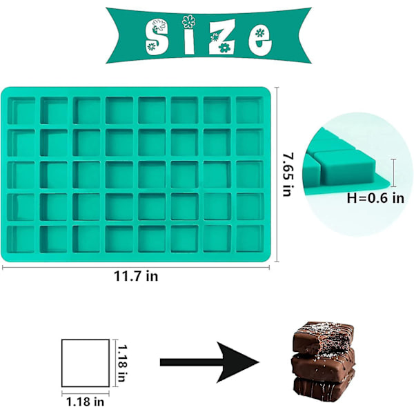 40 Hulrum Firkantede Silikoneforme, Mini Terninger Silikoneform til Chokolade, Hård