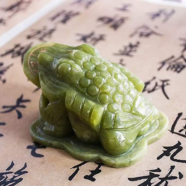 Feng Shui Jade Penge Frø Trebenet Rigdoms Frø Eller Penge Tudse Statue Bil Instrumentbræt Dekorationer Tiltrækker Rigdom Og Held